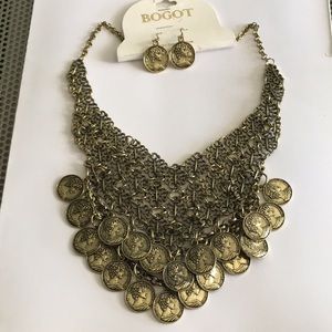 🖤NEW BOGOT coin charms necklace & earrings set